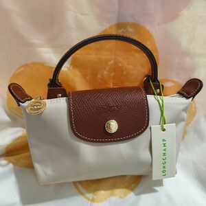 Longchamp Off-White Mini Folding Tote Bag